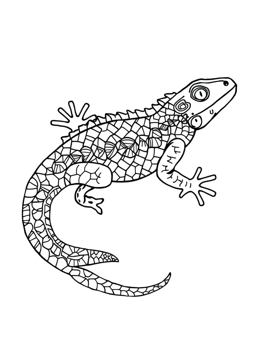 Lizard with scale patterns forming a reptile mandala design