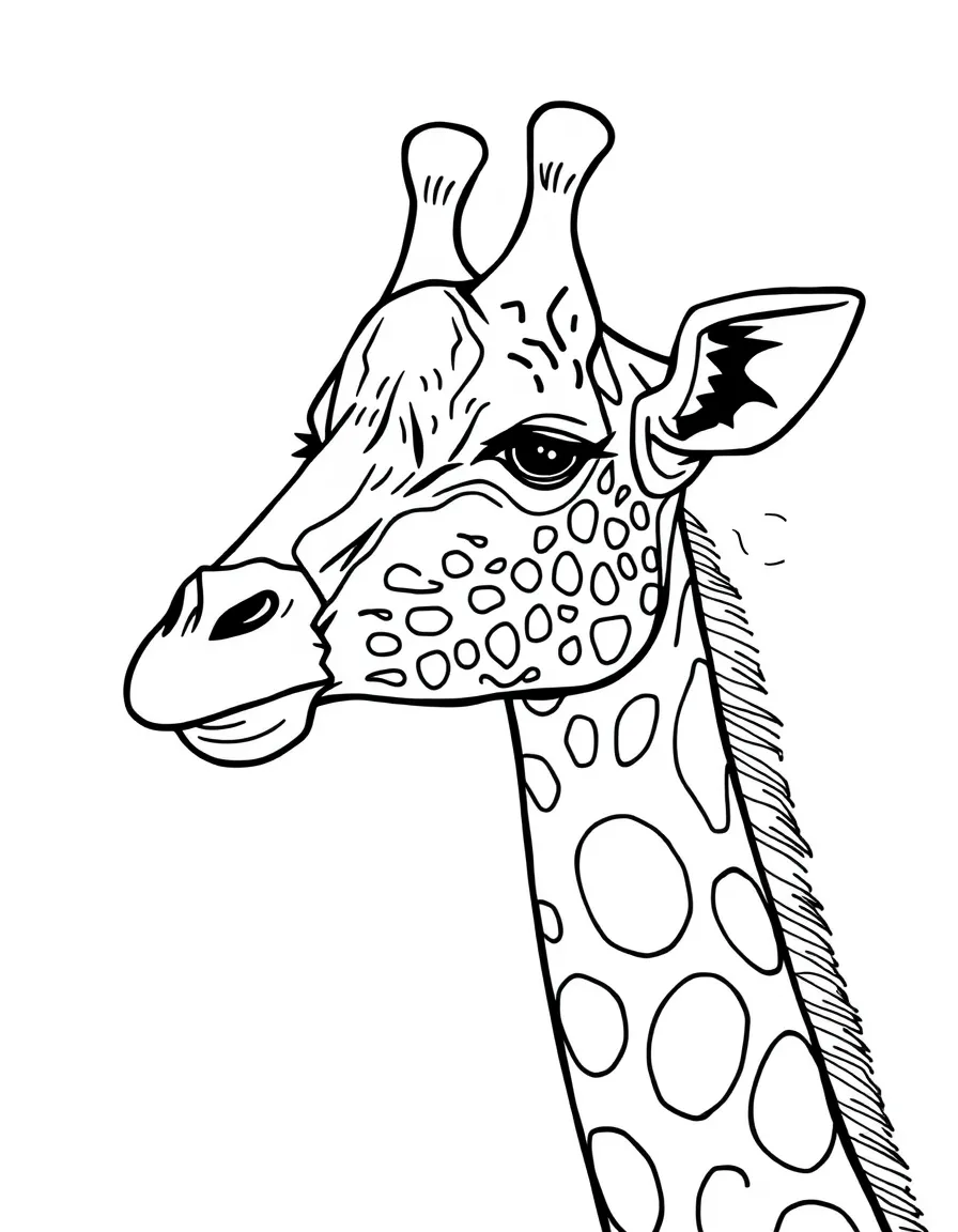 Giraffe with spot patterns forming a savanna mandala design