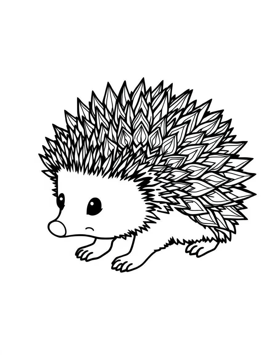 Hedgehog with spiny patterns forming a defensive mandala design