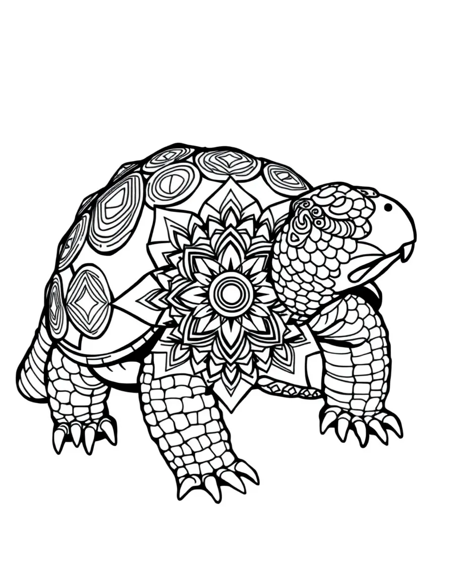 Armadillo with armored plate patterns forming a protection mandala design