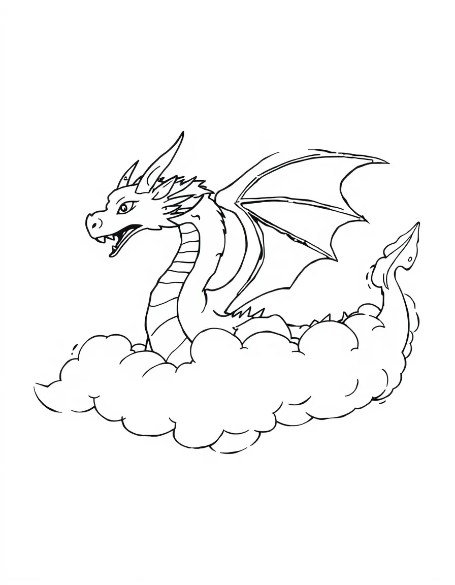 A cloud dragon forming from mist and vapor