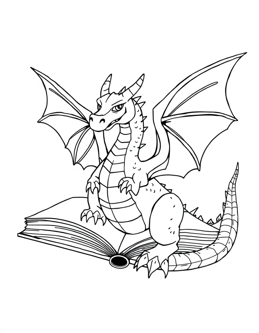 A book dragon whose pages form wings and scales