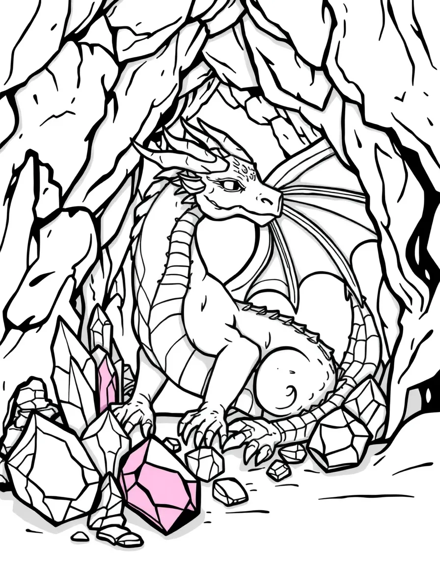 A crystal cave dragon surrounded by gemstones
