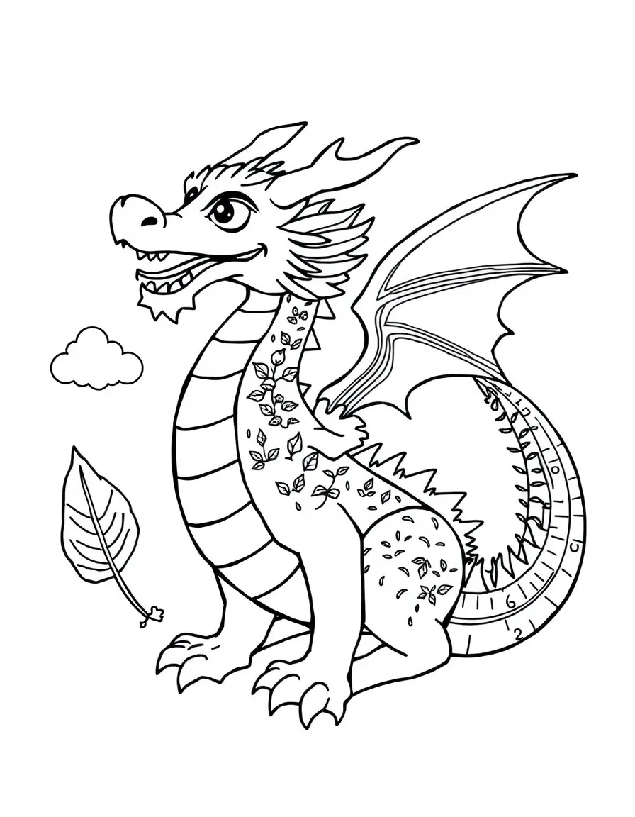 A seasonal dragon showing all four seasons on its body