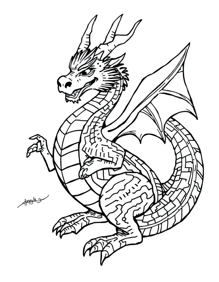 A labyrinth dragon whose body forms a complex maze