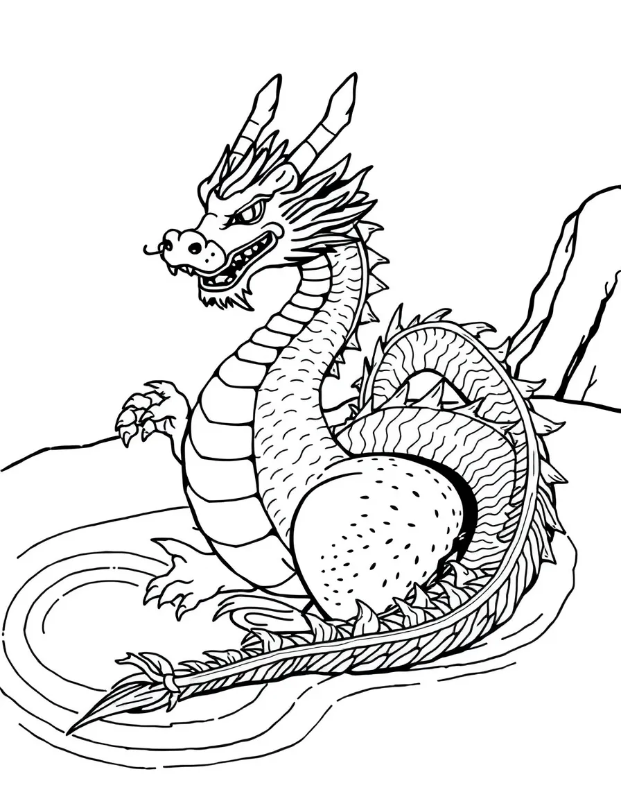 A zen garden dragon raking patterns in sand