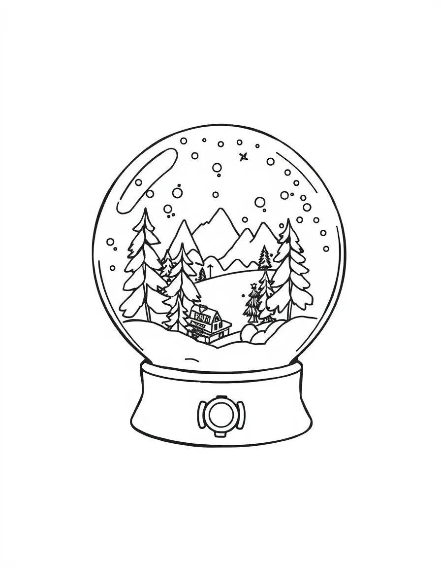 A snow globe with a detailed winter scene inside