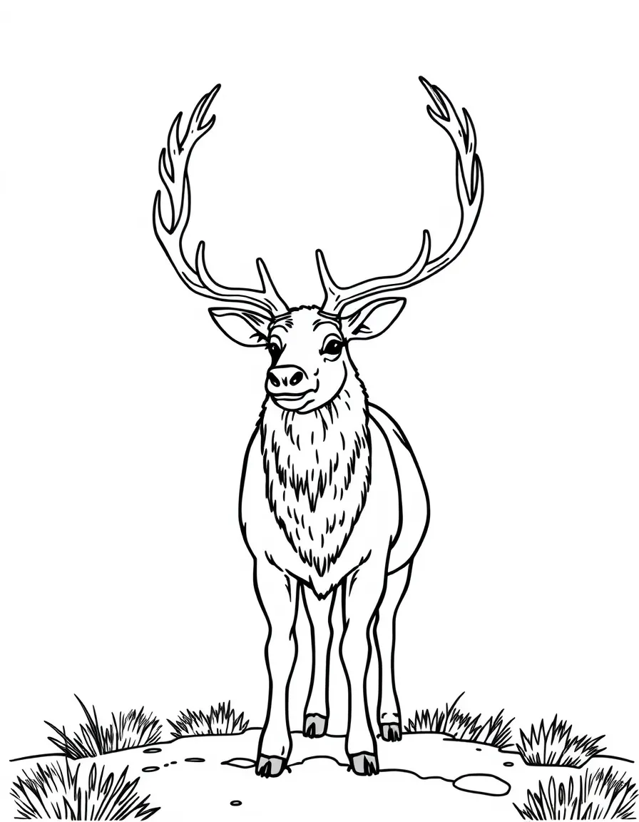 A reindeer with elaborate antlers standing in a snowy clearing