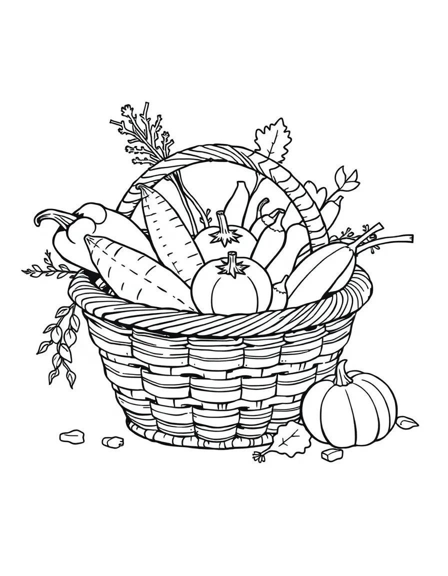 Winter vegetables arranged in a harvest basket