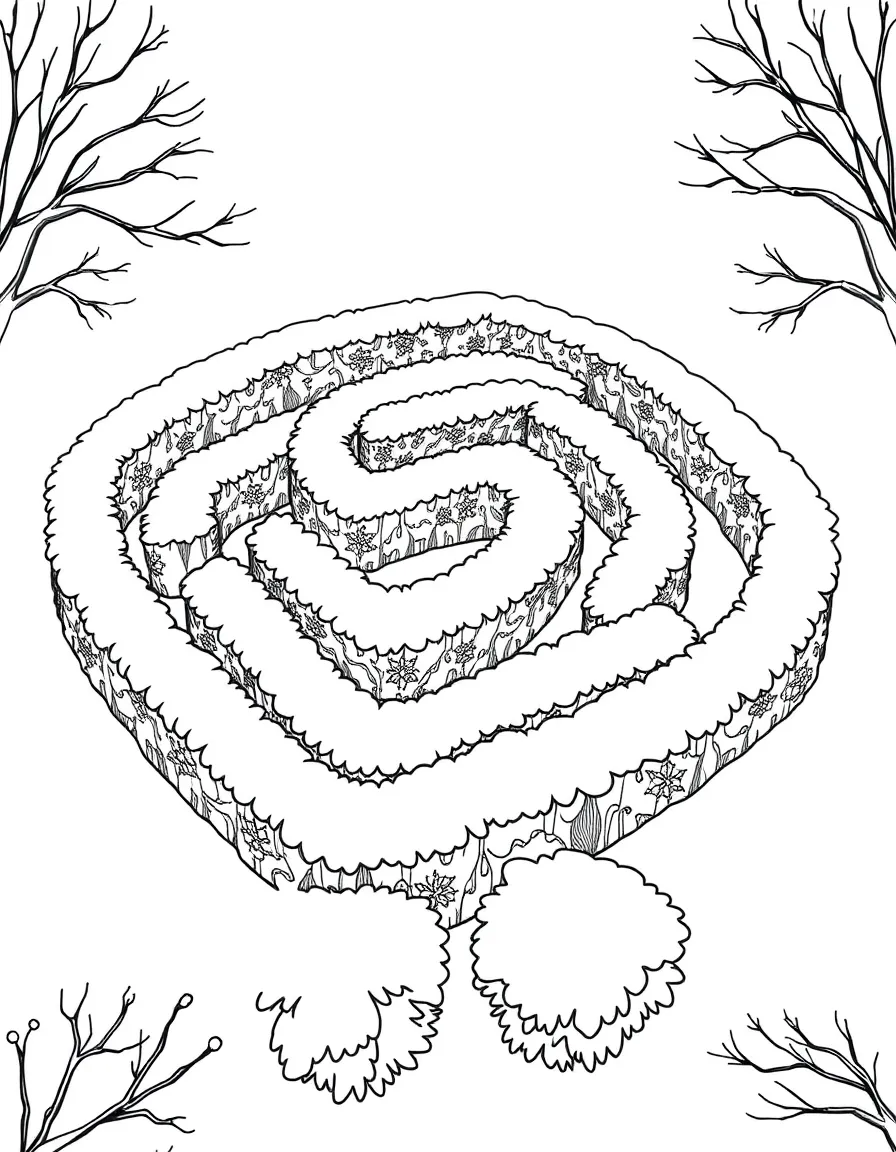 A detailed winter maze made of snow-covered hedges