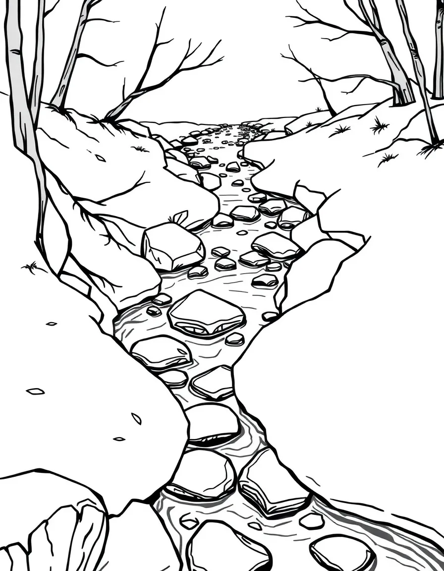 A frozen creek with stones visible beneath the clear ice