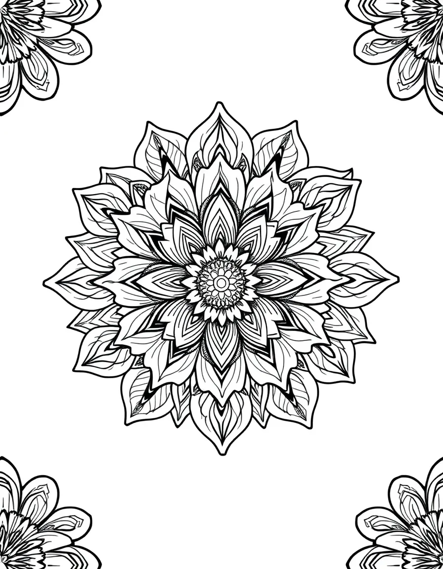 Detailed spring flower mandalas with intricate patterns