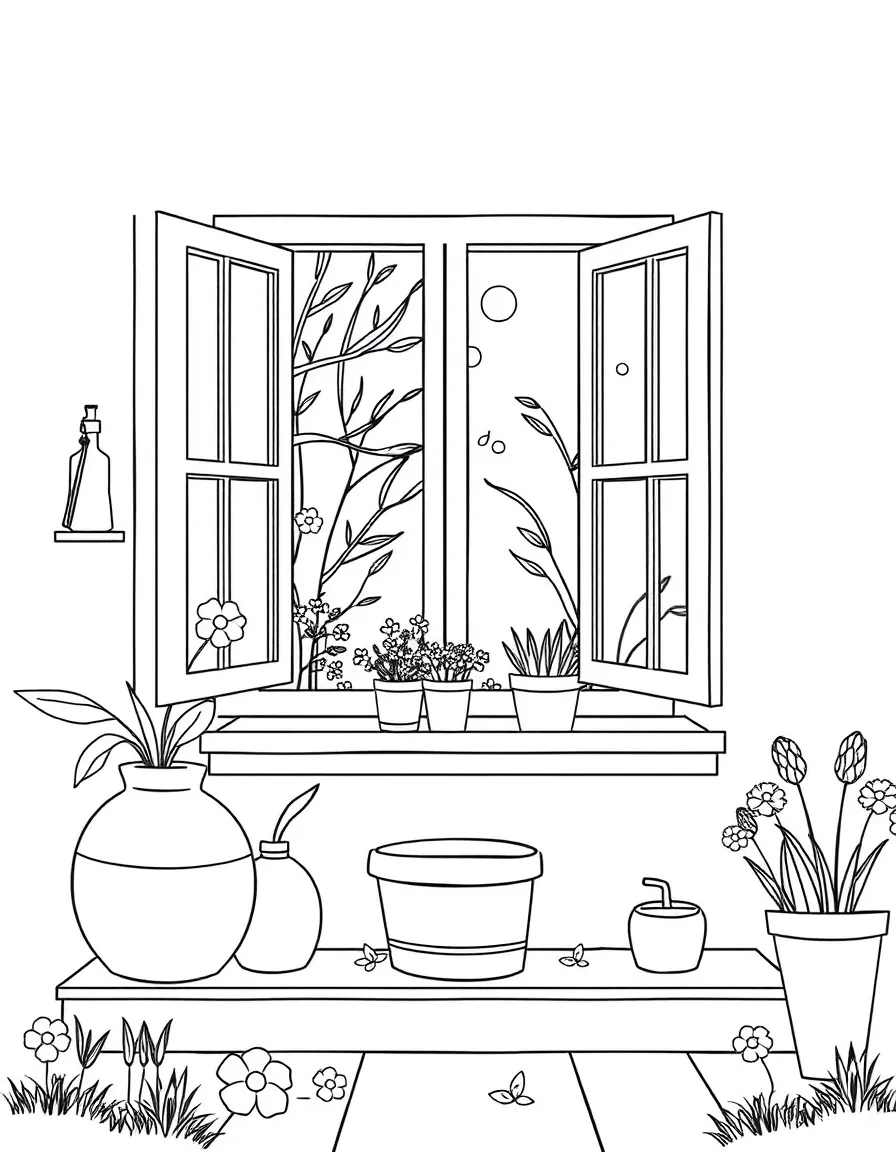 A spring cleaning scene with open windows and fresh air