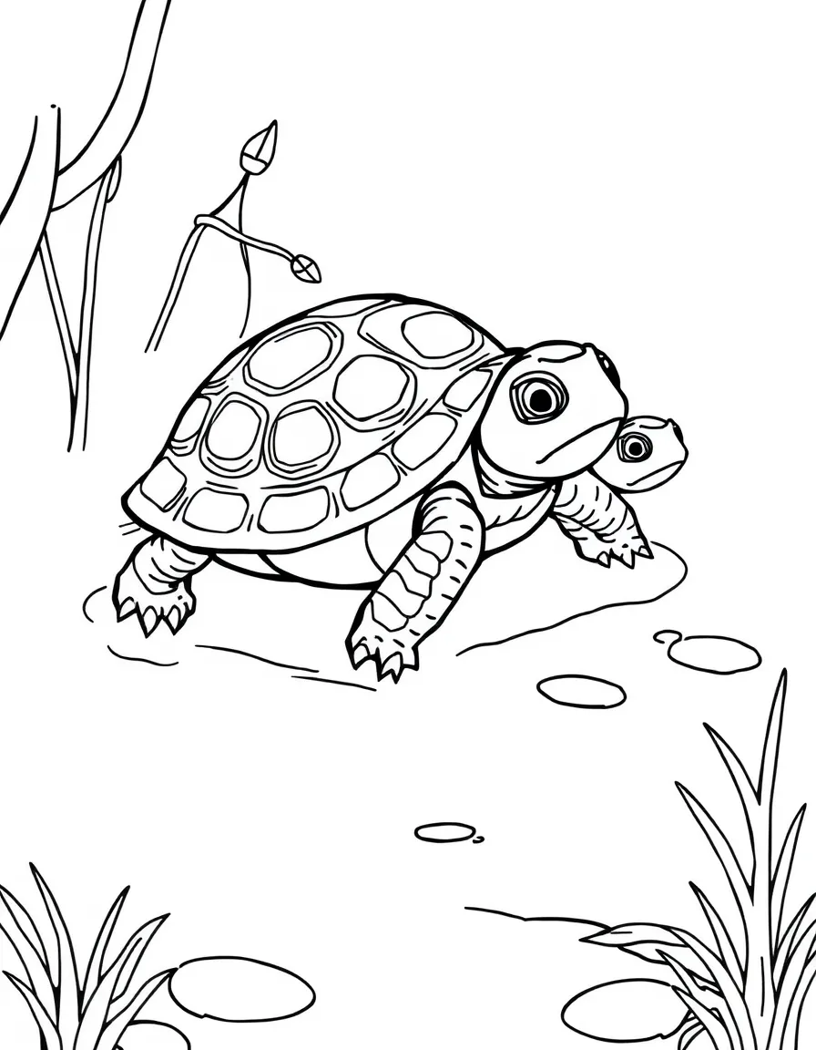Baby turtles hatching and heading to a spring pond