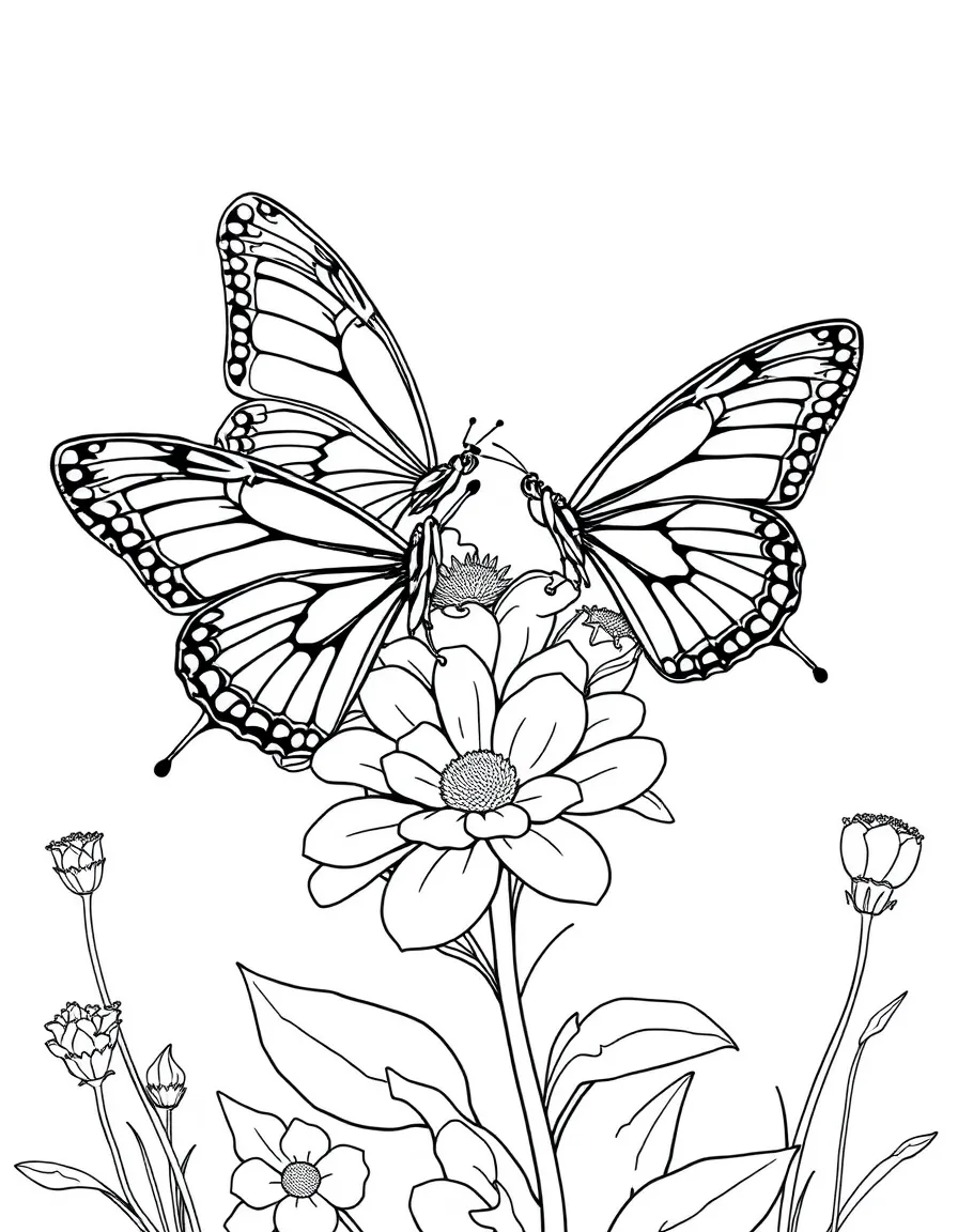 Spring butterflies with detailed wing patterns on flowers