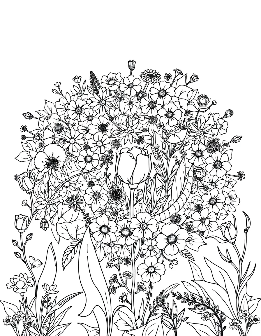 A detailed spring labyrinth made of flowering plants