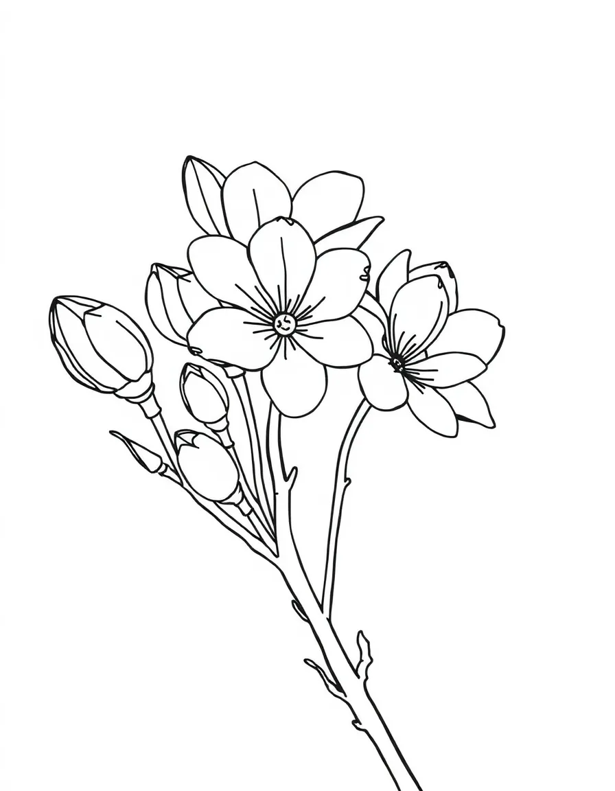 Spring buds and blossoms at different stages of opening