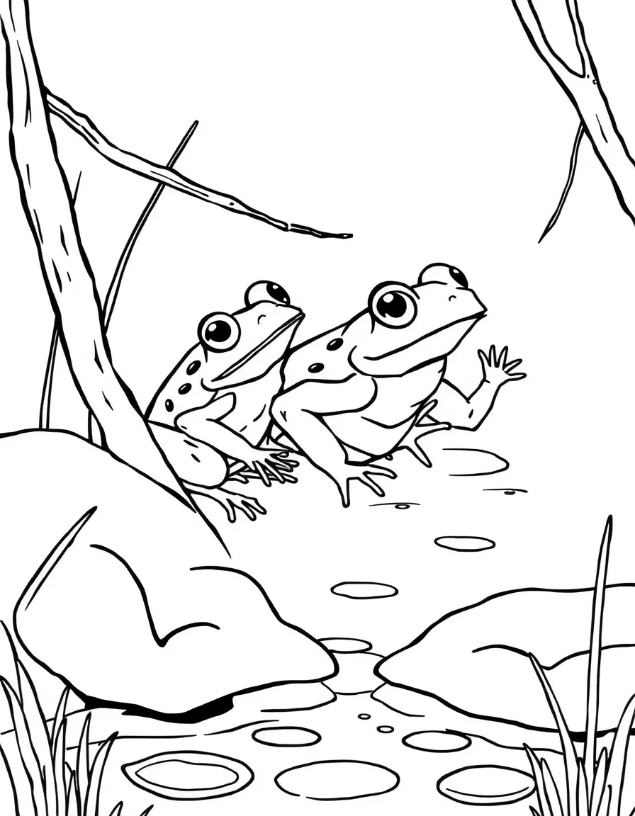 Spring peepers calling from a marshy pond area