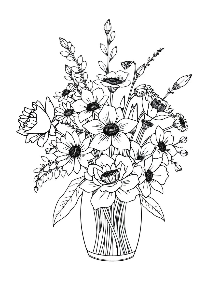 Spring flower arranging with detailed seasonal blooms