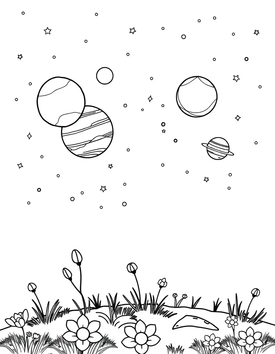 Spring astronomy scene with visible planets and stars