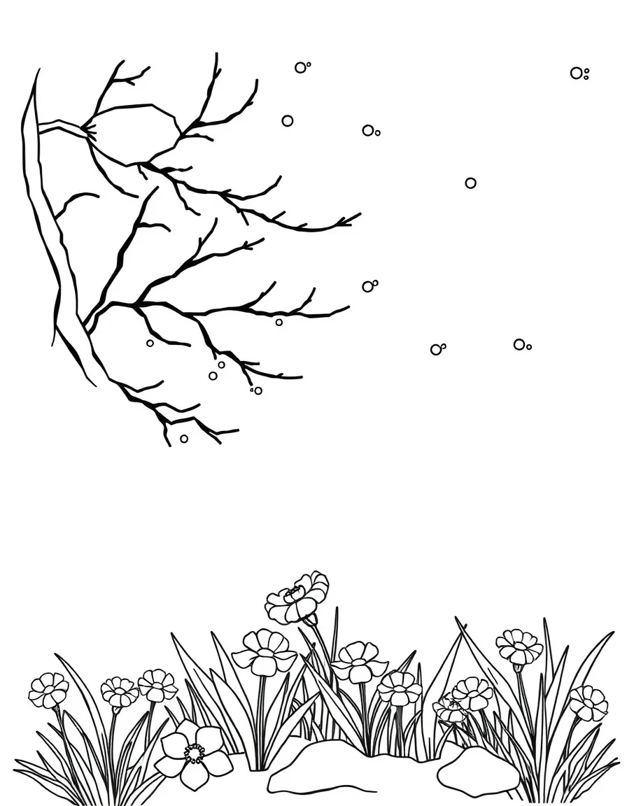 Snow melting to reveal spring wildflowers beneath