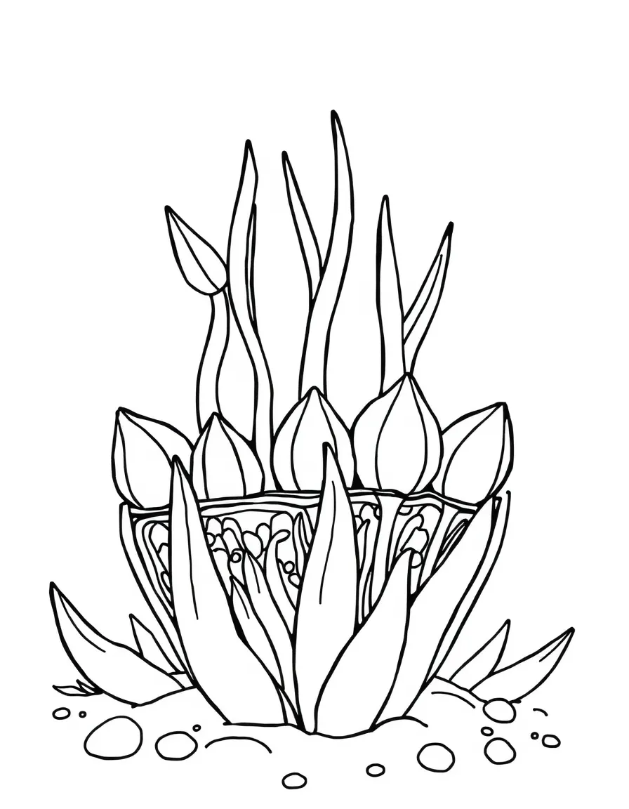 A detailed cross-section of spring bulbs sprouting
