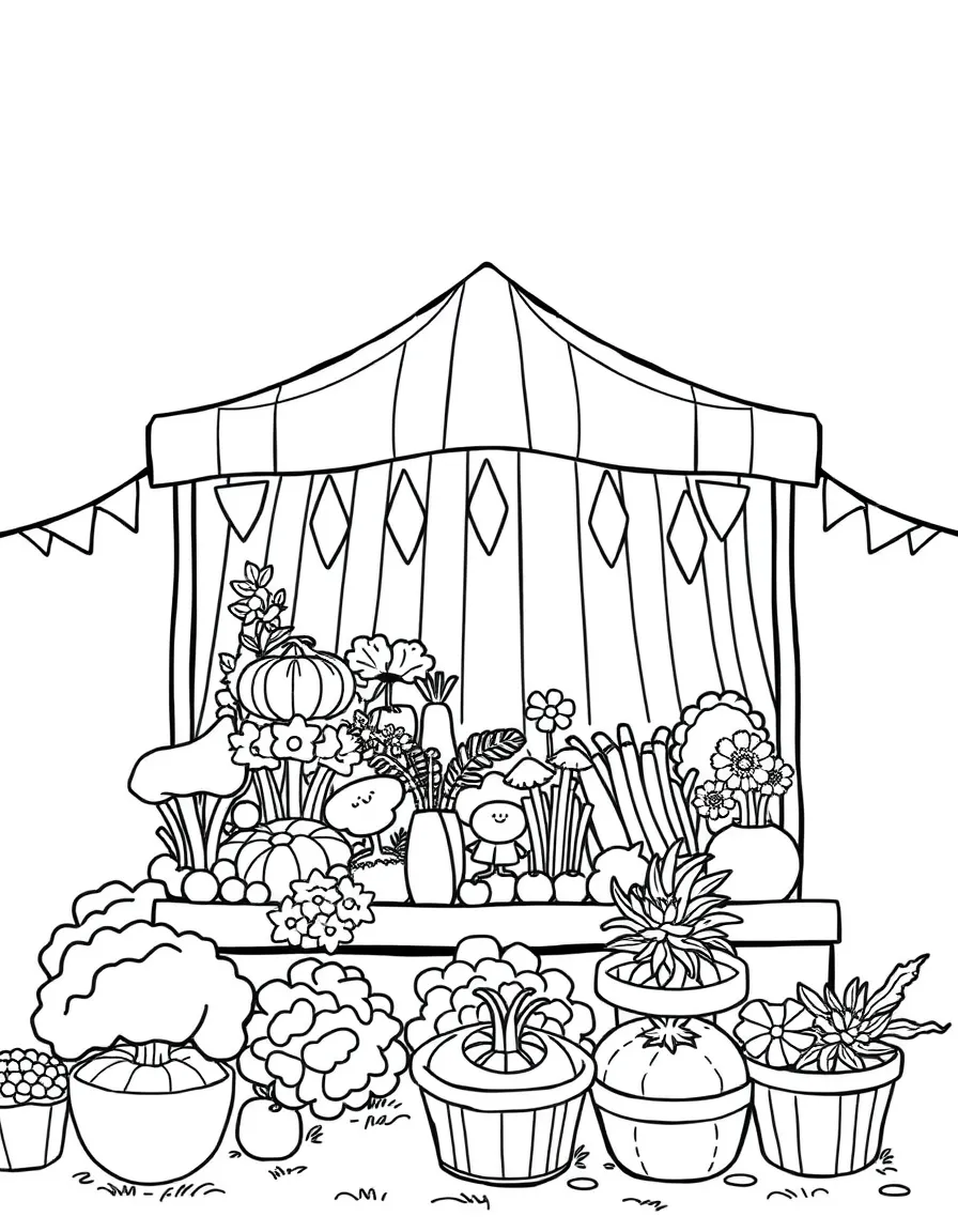 A summer fair with competitive vegetable displays