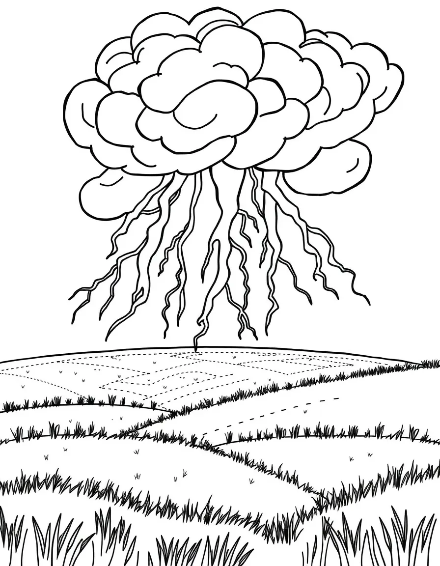 A summer thunderstorm approaching over fields
