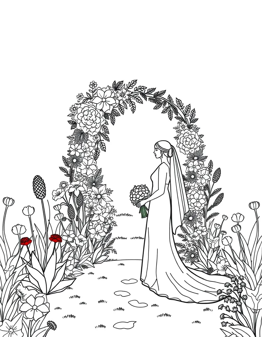 A summer wedding in a garden with floral arrangements