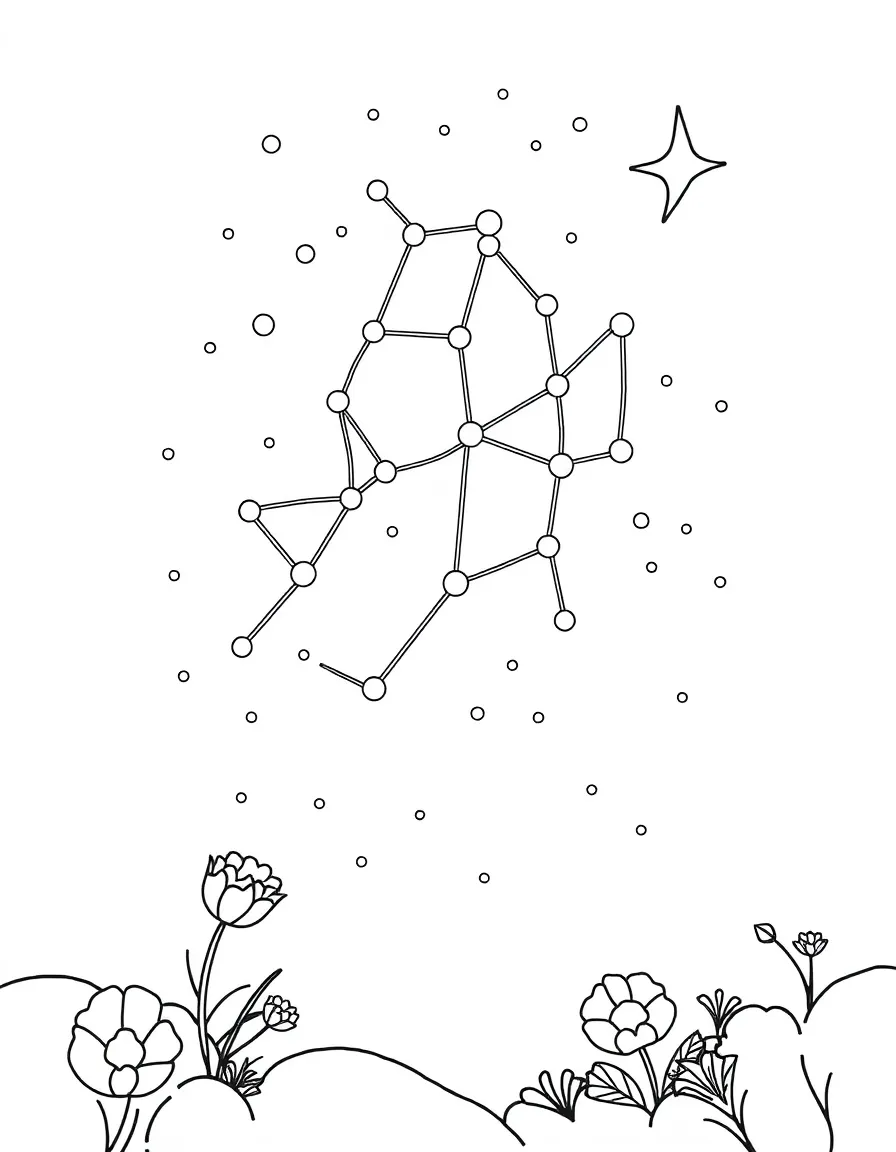 Summer constellations with connecting dot patterns