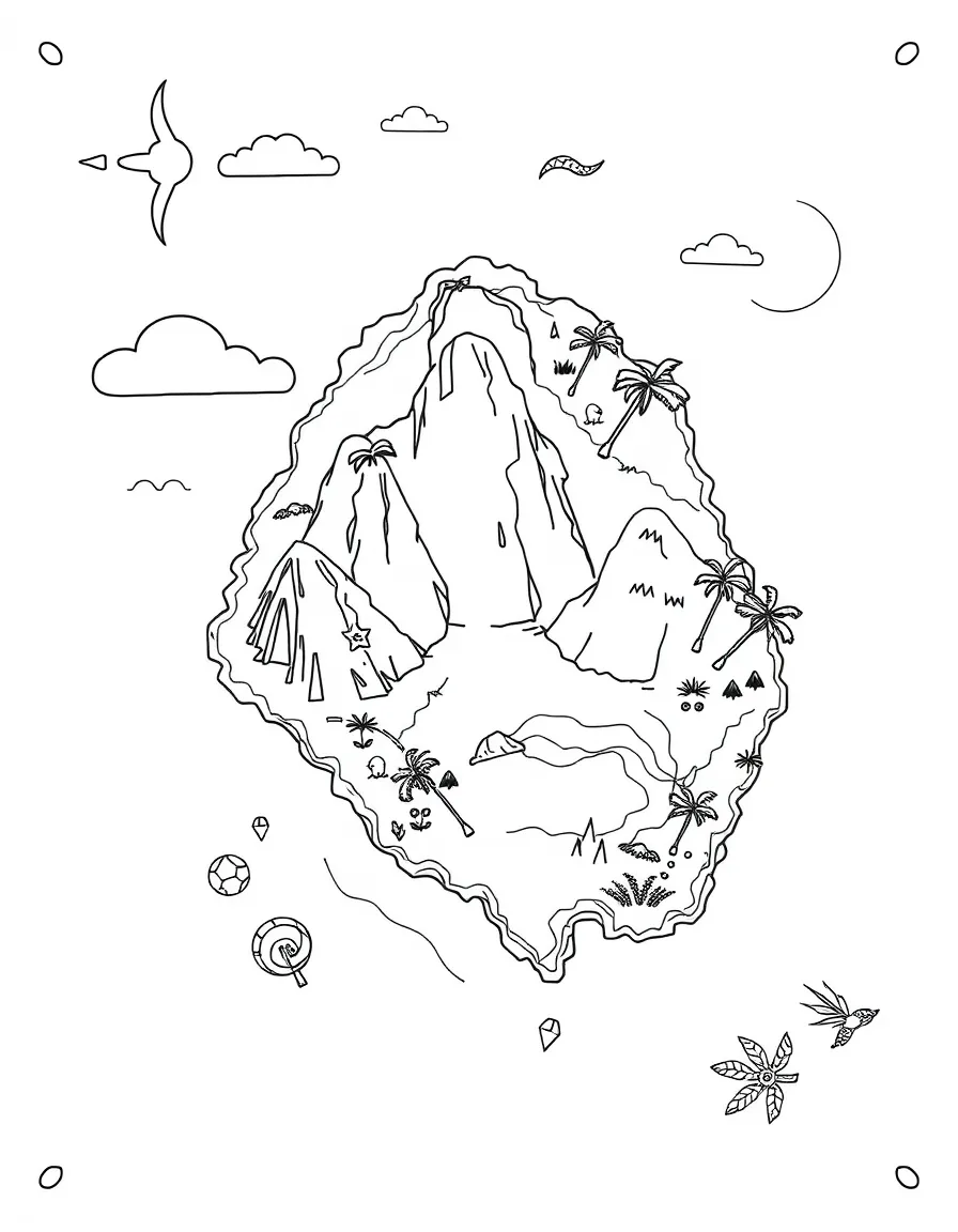 A summer treasure map of a beach or island