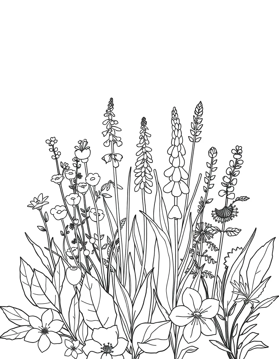A summer garden filled with medicinal herbs