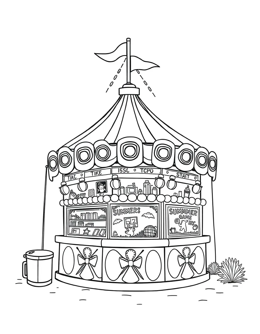 A summer carnival with detailed game booths