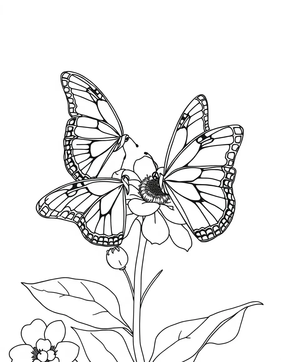 Summer butterflies feeding at a flower nectar bar