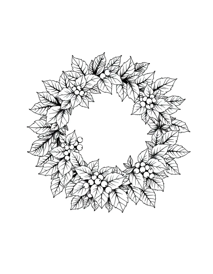 A detailed autumn wreath with leaves and berries