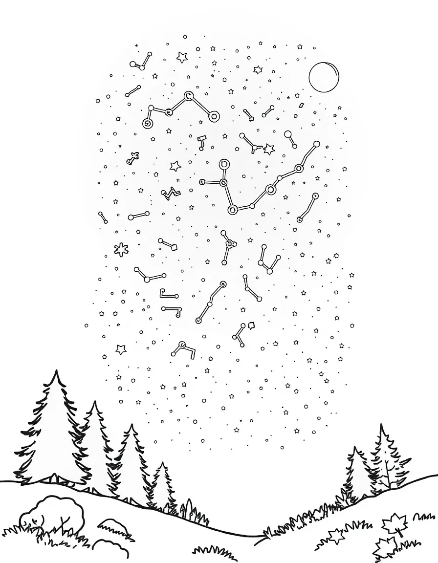 Autumn constellations visible in a night sky