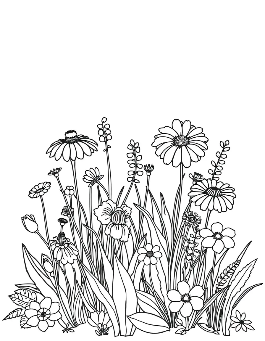 An autumn garden with late-blooming flowers