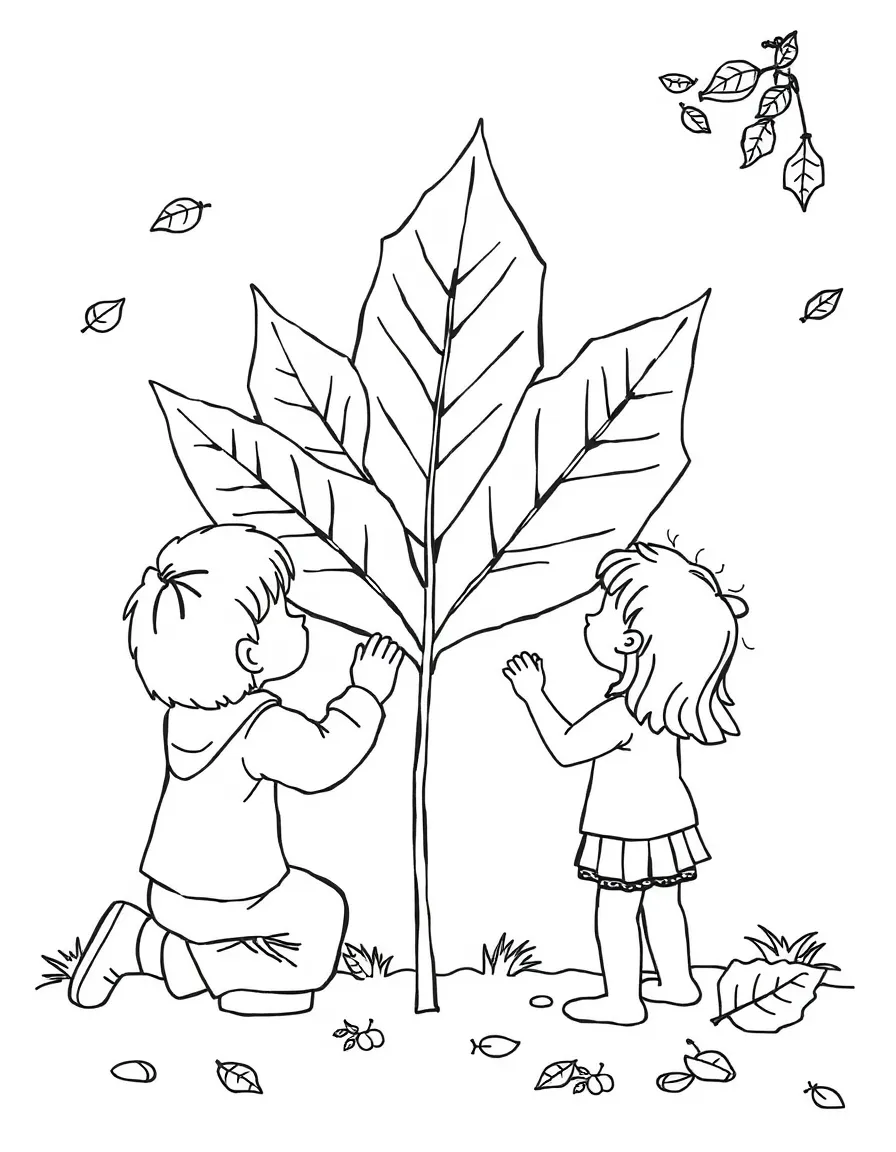 Children creating autumn leaf art projects