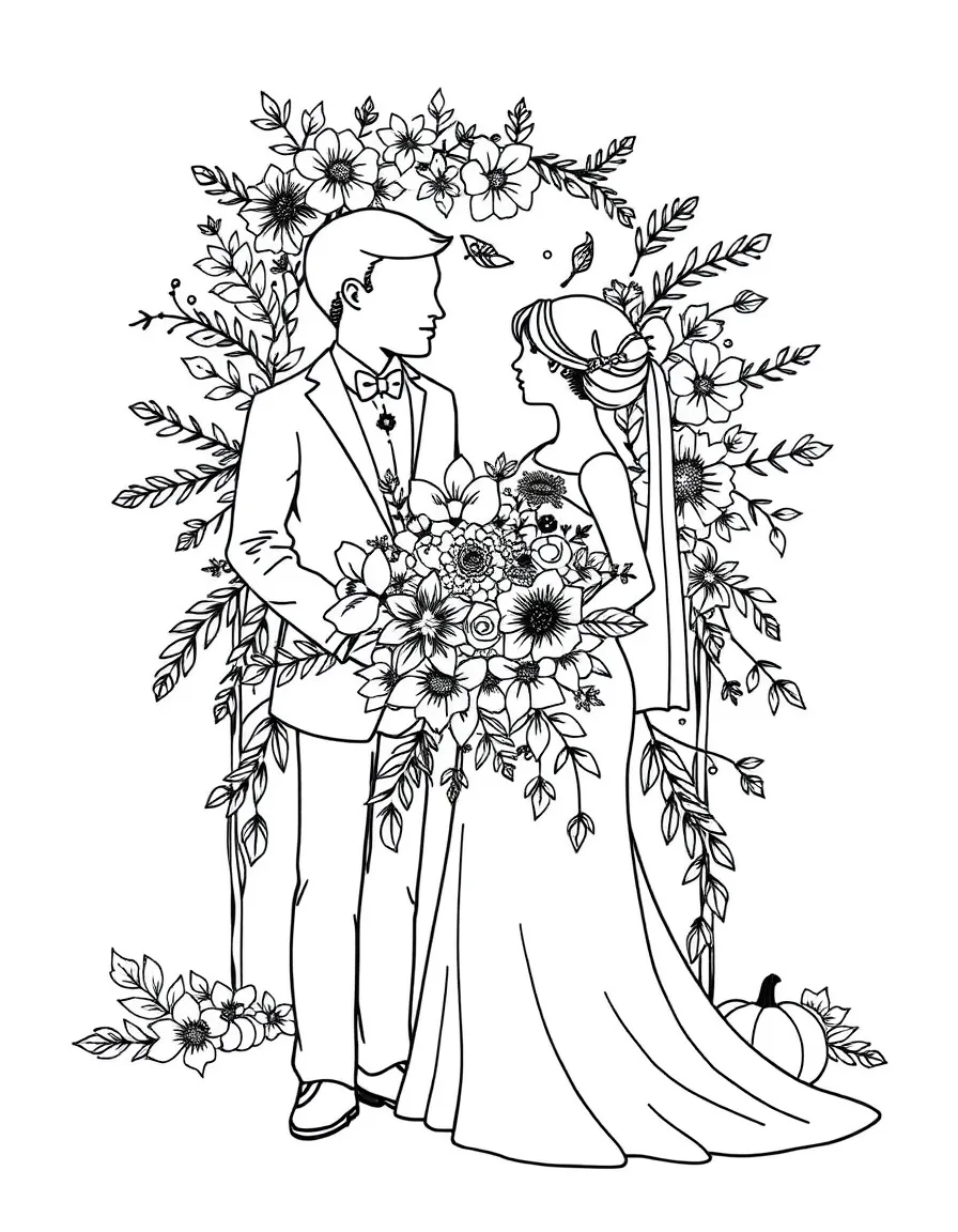 An autumn wedding with seasonal flower arrangements