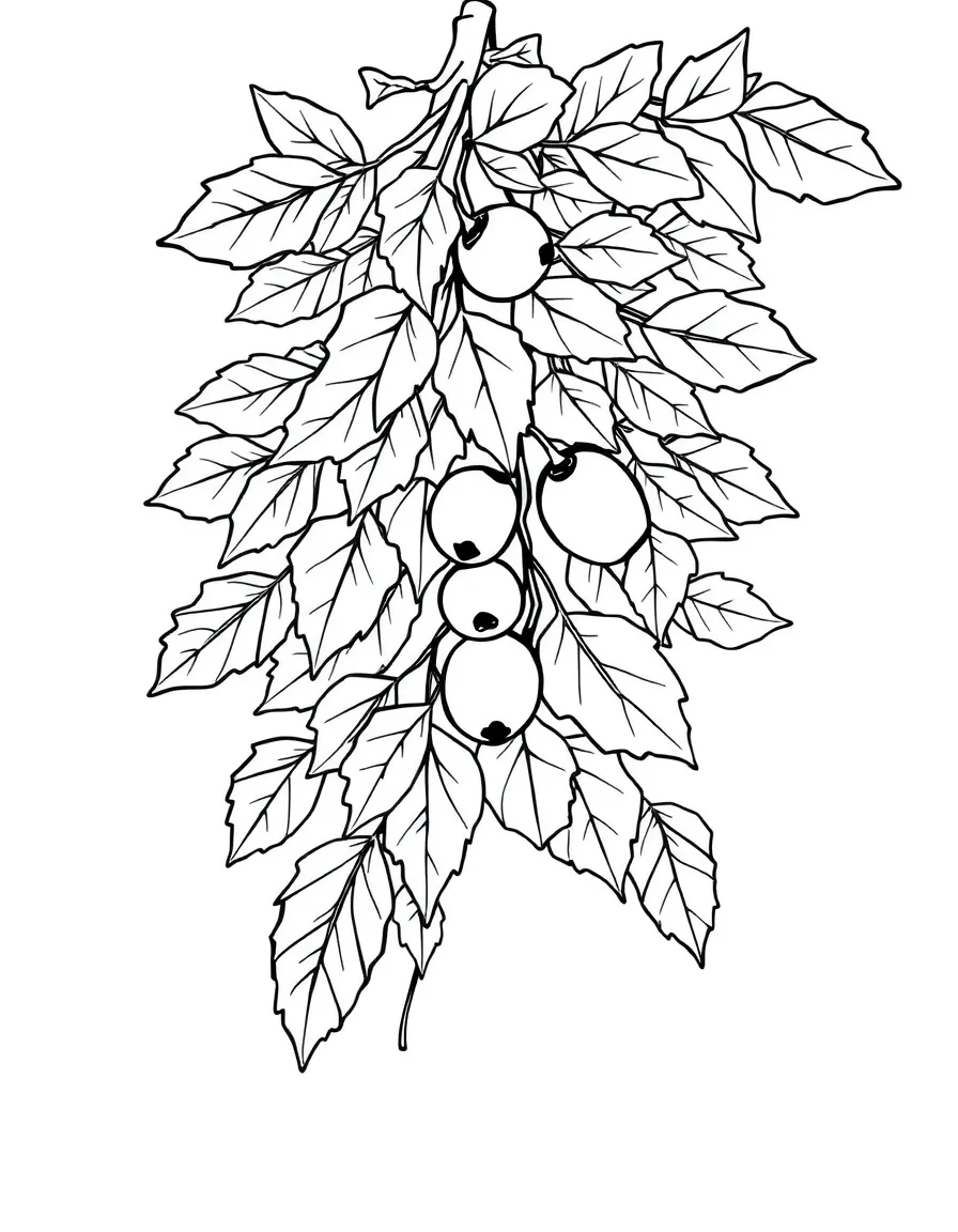 A detailed autumn garland with leaves and nuts