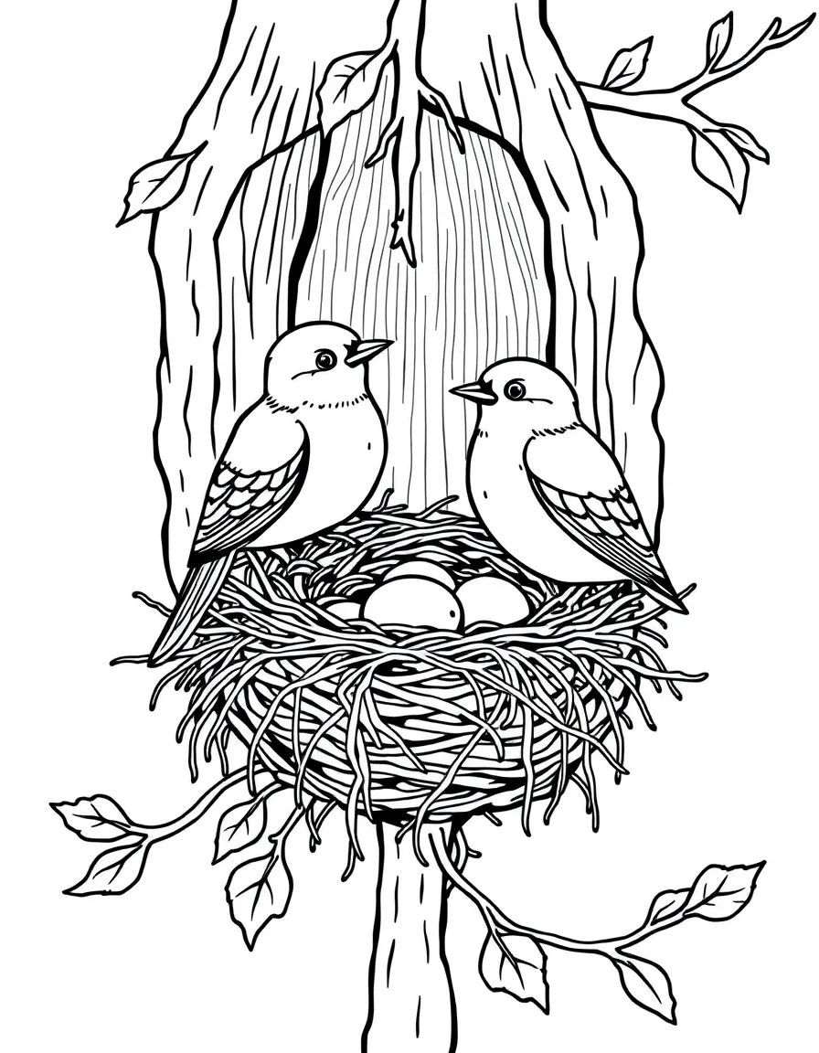 Autumn birds preparing nests for winter use