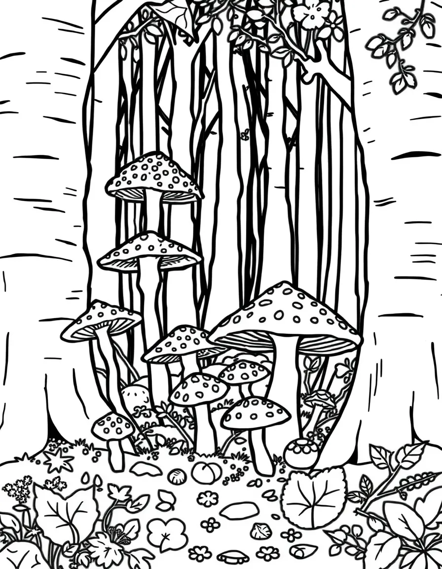 Autumn fungi varieties in a forest setting