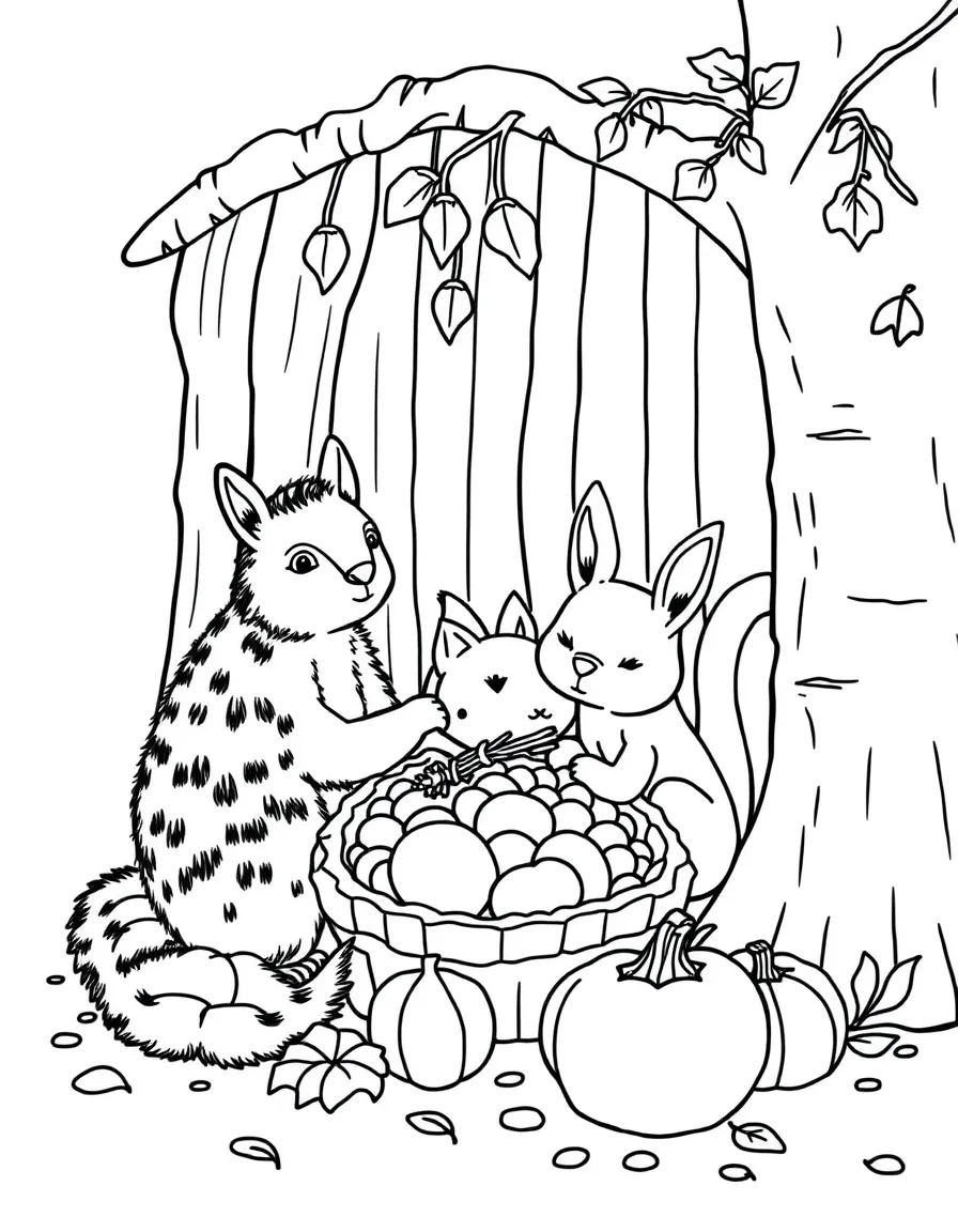 Autumn animals gathering food for winter storage