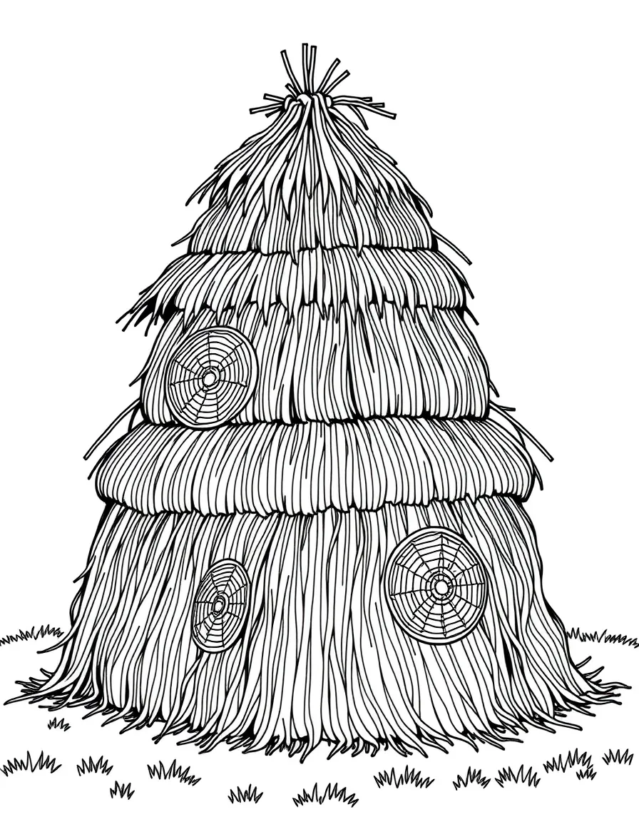 Fall haystack structures with detailed patterns