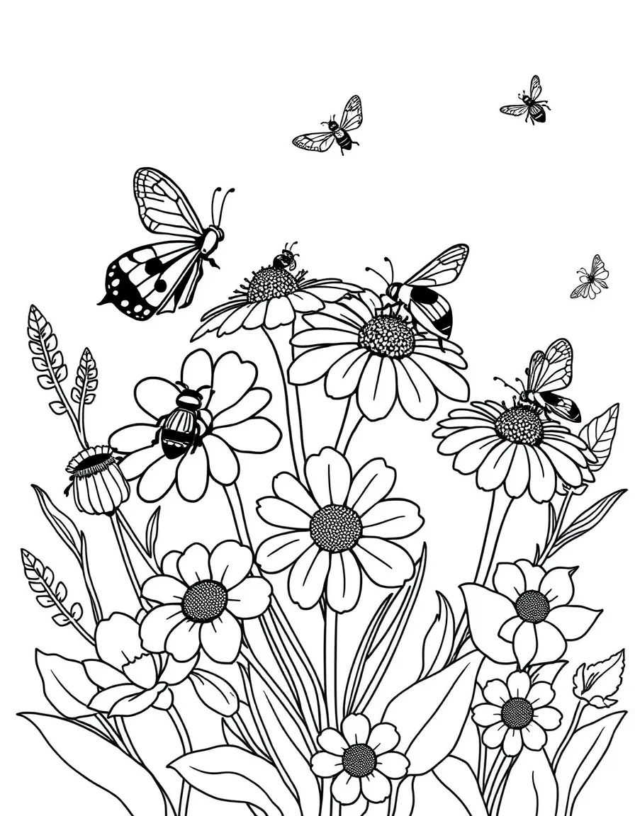 Fall insects on autumn flowers and plants