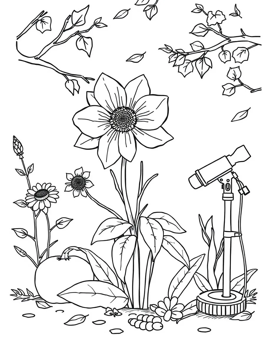 An autumn flower pressing scene with equipment