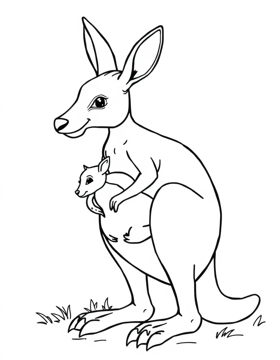 A mother kangaroo carrying her baby joey in her pouch  