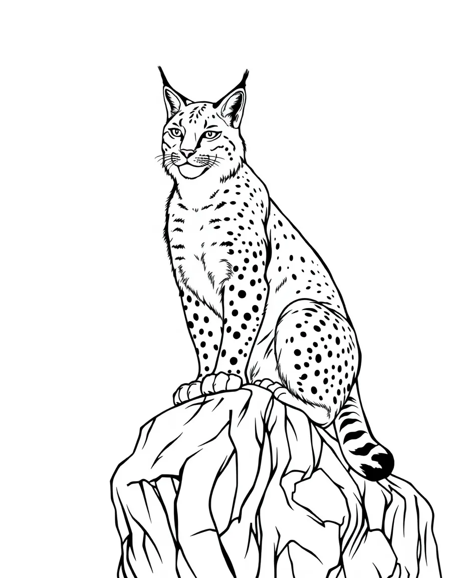 A lynx standing proudly on a rocky ledge  