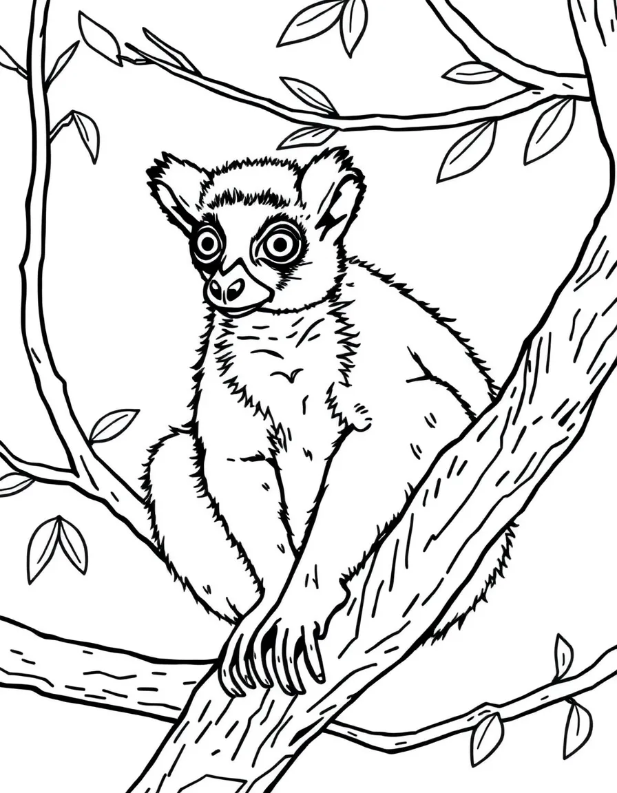 A ring-tailed lemur sitting on a tree branch  