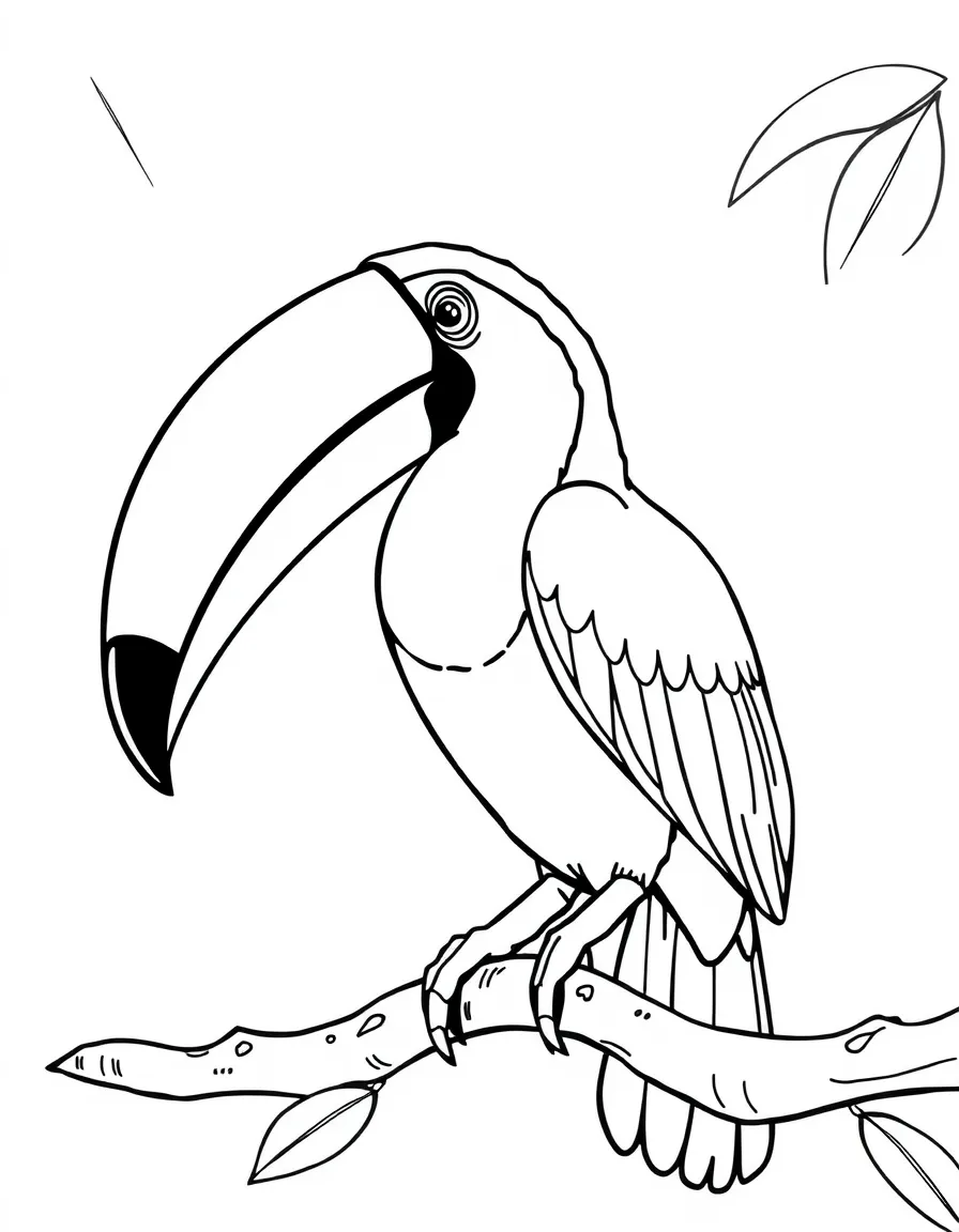 A toucan with a large beak sitting on a branch  